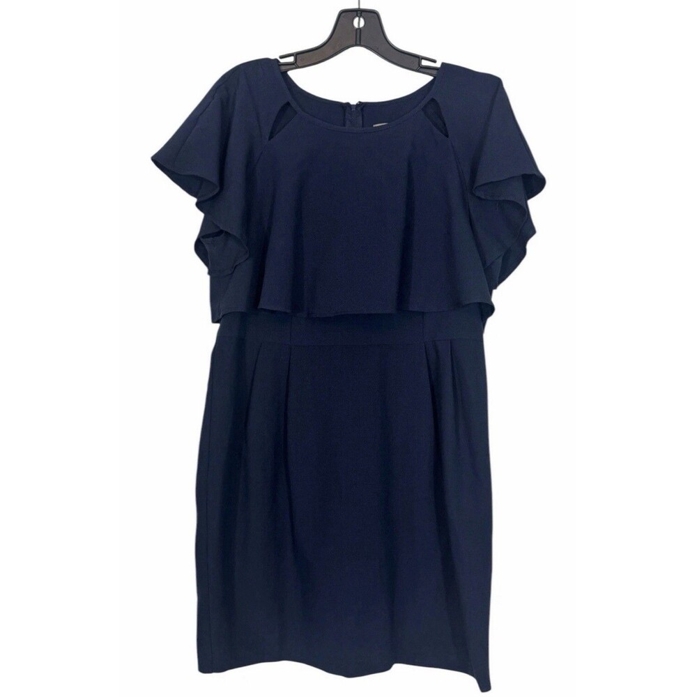 Asos Dress Size 4 Blue Viscose Stretch Double Layer Wiggle Mini